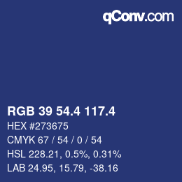 カラーコード: RGB 39 54.4 117.4 | qconv.com