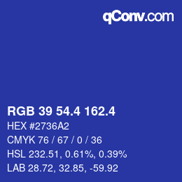 カラーコード: RGB 39 54.4 162.4 | qconv.com