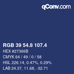 カラーコード: RGB 39 54.8 107.4 | qconv.com