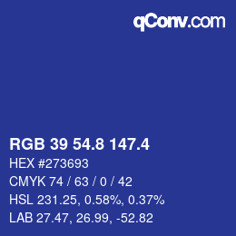 カラーコード: RGB 39 54.8 147.4 | qconv.com