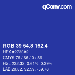 カラーコード: RGB 39 54.8 162.4 | qconv.com