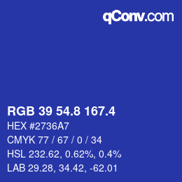 カラーコード: RGB 39 54.8 167.4 | qconv.com