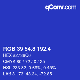 カラーコード: RGB 39 54.8 192.4 | qconv.com