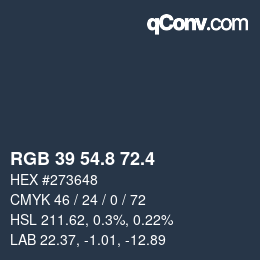 カラーコード: RGB 39 54.8 72.4 | qconv.com