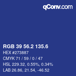 カラーコード: RGB 39 56.2 135.6 | qconv.com