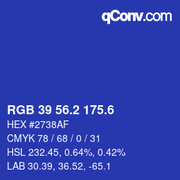 カラーコード: RGB 39 56.2 175.6 | qconv.com