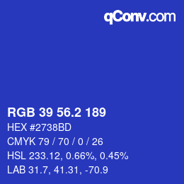 Color code: RGB 39 56.2 189 | qconv.com
