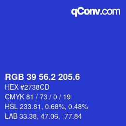 カラーコード: RGB 39 56.2 205.6 | qconv.com