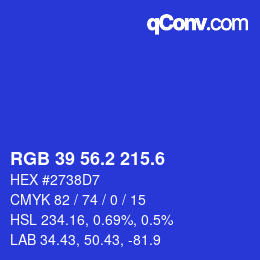 カラーコード: RGB 39 56.2 215.6 | qconv.com
