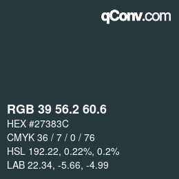 カラーコード: RGB 39 56.2 60.6 | qconv.com