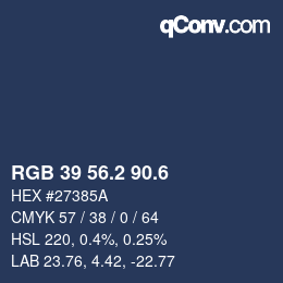 カラーコード: RGB 39 56.2 90.6 | qconv.com
