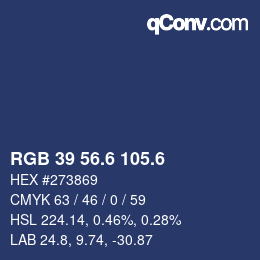 カラーコード: RGB 39 56.6 105.6 | qconv.com