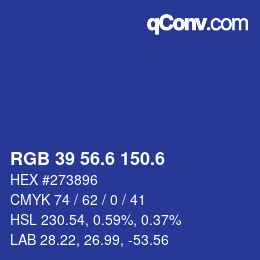 カラーコード: RGB 39 56.6 150.6 | qconv.com
