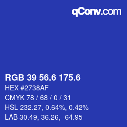 カラーコード: RGB 39 56.6 175.6 | qconv.com