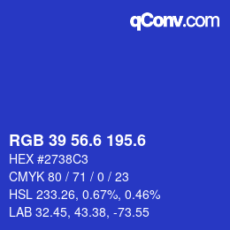 カラーコード: RGB 39 56.6 195.6 | qconv.com