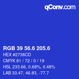 カラーコード: RGB 39 56.6 205.6 | qconv.com