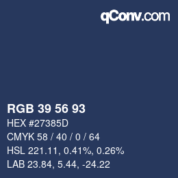 カラーコード: RGB 39 56 93 | qconv.com