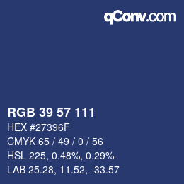 Color code: RGB 39 57 111 | qconv.com