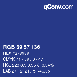 颜色代码: RGB 39 57 136 | qconv.com