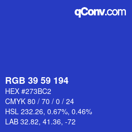 Color code: RGB 39 59 194 | qconv.com