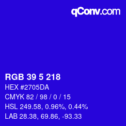 Color code: RGB 39 5 218 | qconv.com
