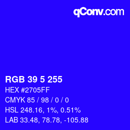 Color code: RGB 39 5 255 | qconv.com
