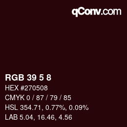 カラーコード: RGB 39 5 8 | qconv.com