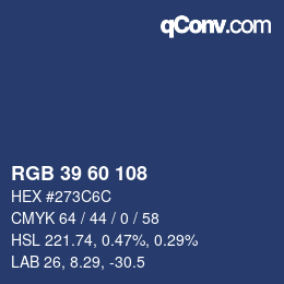 カラーコード: RGB 39 60 108 | qconv.com