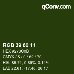 Color code: RGB 39 60 11 | qconv.com