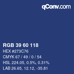 颜色代码: RGB 39 60 118 | qconv.com