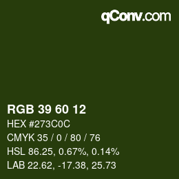 颜色代码: RGB 39 60 12 | qconv.com