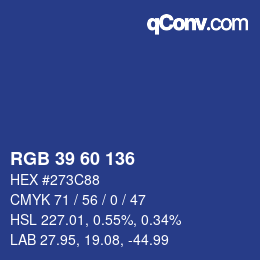 カラーコード: RGB 39 60 136 | qconv.com