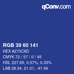 カラーコード: RGB 39 60 141 | qconv.com