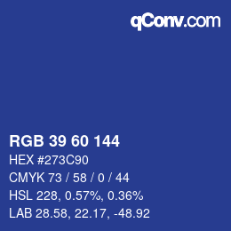 カラーコード: RGB 39 60 144 | qconv.com