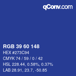 カラーコード: RGB 39 60 148 | qconv.com
