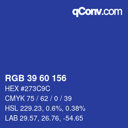 颜色代码: RGB 39 60 156 | qconv.com