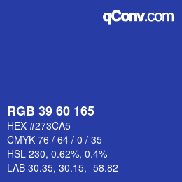 カラーコード: RGB 39 60 165 | qconv.com