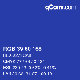 カラーコード: RGB 39 60 168 | qconv.com
