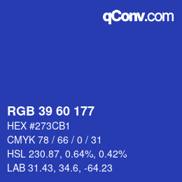颜色代码: RGB 39 60 177 | qconv.com
