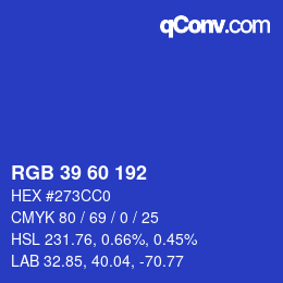 カラーコード: RGB 39 60 192 | qconv.com