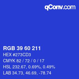 カラーコード: RGB 39 60 211 | qconv.com