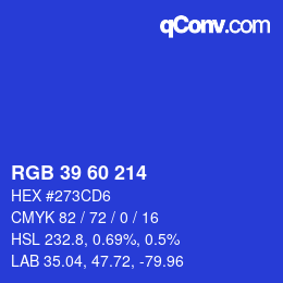 カラーコード: RGB 39 60 214 | qconv.com