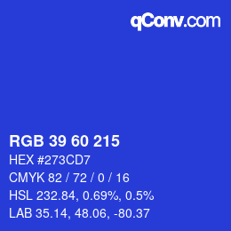 カラーコード: RGB 39 60 215 | qconv.com