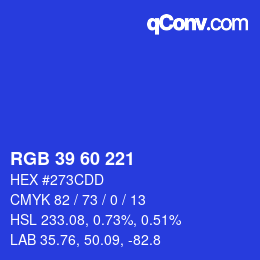 颜色代码: RGB 39 60 221 | qconv.com