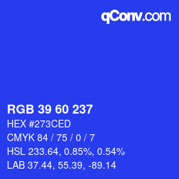 颜色代码: RGB 39 60 237 | qconv.com