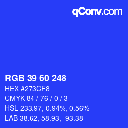 カラーコード: RGB 39 60 248 | qconv.com