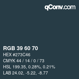 カラーコード: RGB 39 60 70 | qconv.com