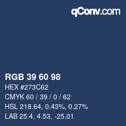 カラーコード: RGB 39 60 98 | qconv.com