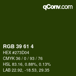 Color code: RGB 39 61 4 | qconv.com