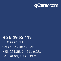Código de color: RGB 39 62 113 | qconv.com